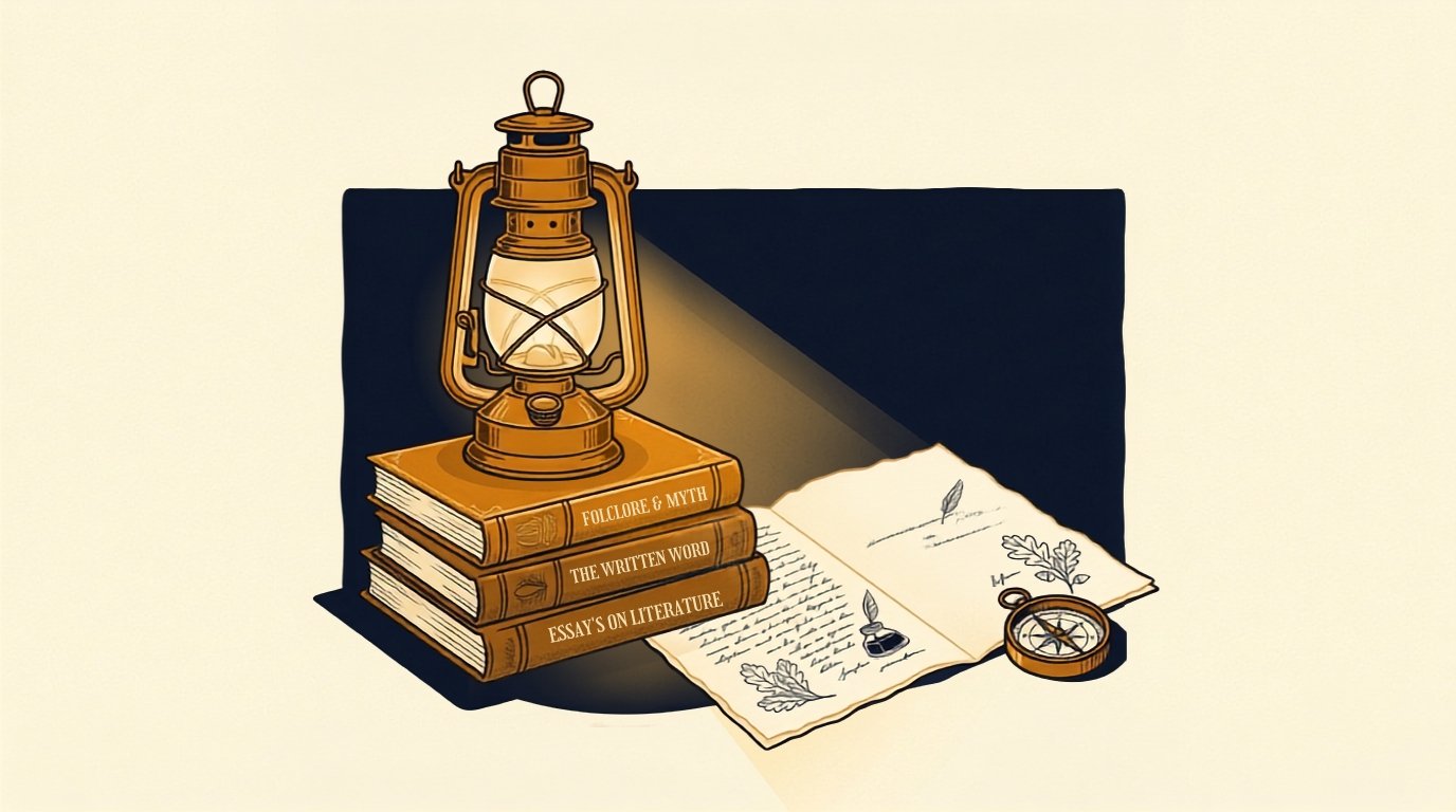 Modern vintage editorial illustration of an antique brass lantern resting on a stack of books, representing inspirational learning quotes for kids