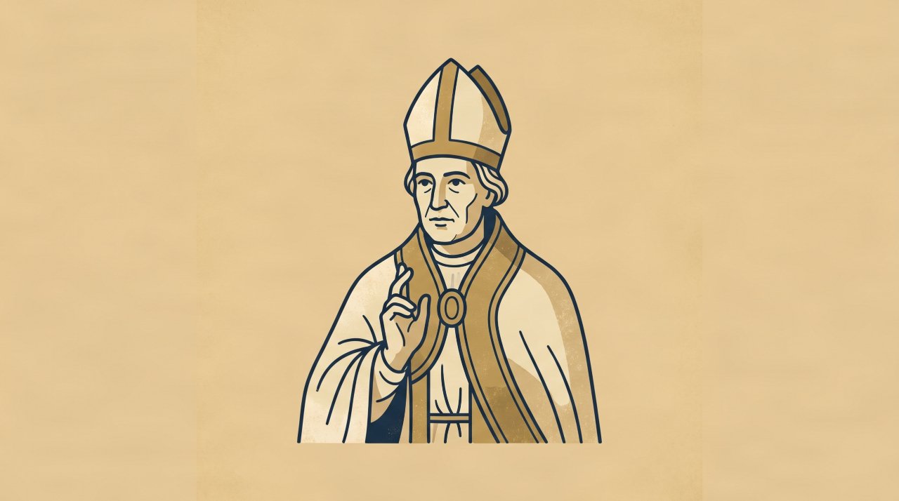 Elegant vector illustration of a historic Pope Gregory I offering a blessing representing the origin of the phrase bless you
