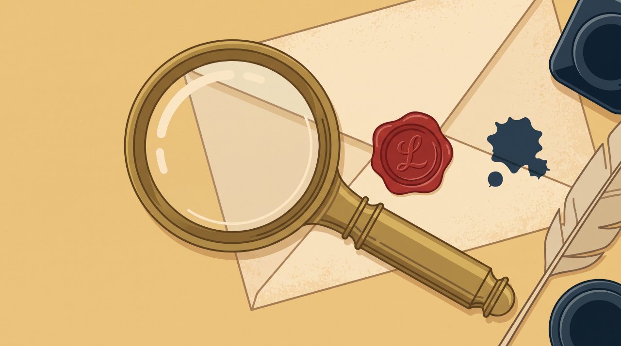 Elegant vector illustration of a magnifying glass over old text representing misattributed quotes about freedom