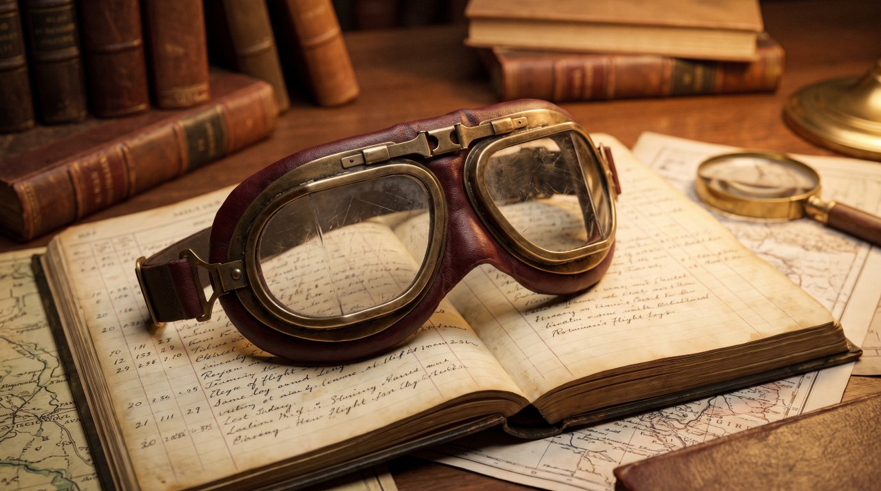 Vintage aviator goggles linked to the origin of the phrase break a leg.