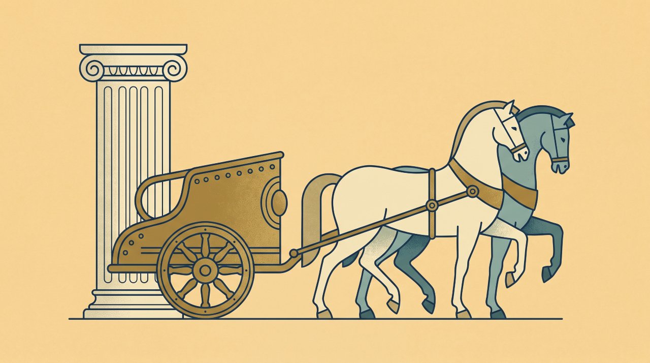 Elegant vector illustration of a Roman chariot representing the origin of the phrase bless you
