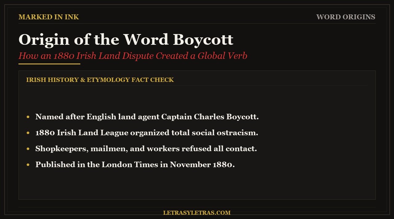 Origin of the Word Boycott - 1880 Irish Land League history