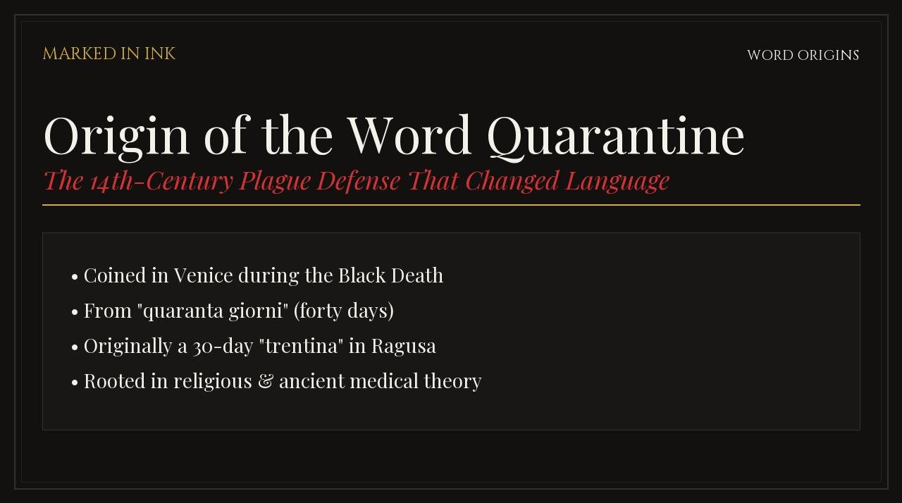 Origin of the Word Quarantine - Word origins and phrase history illustration