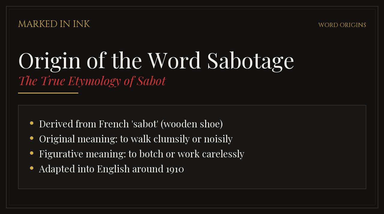 Origin of the Word Sabotage - Word origins and phrase history illustration