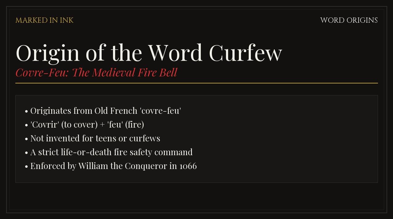 Origin of the Word Curfew