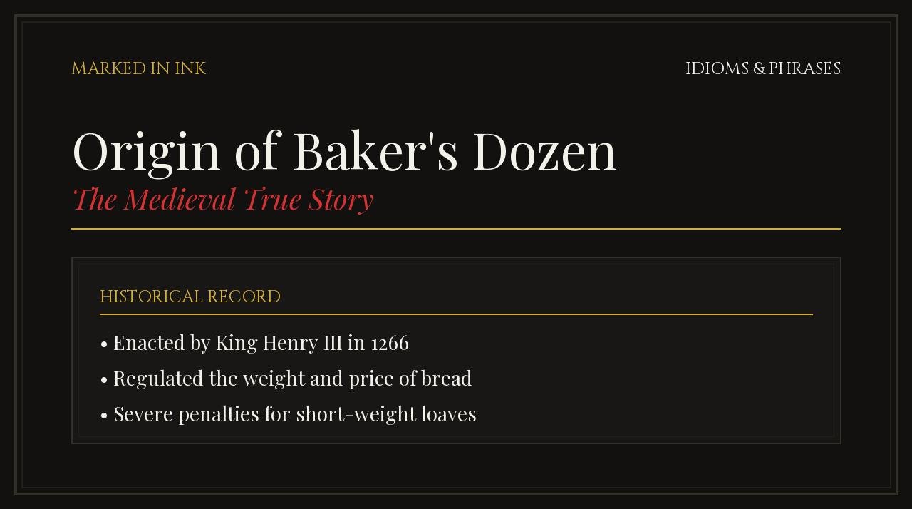 Origin of the Phrase Baker's Dozen