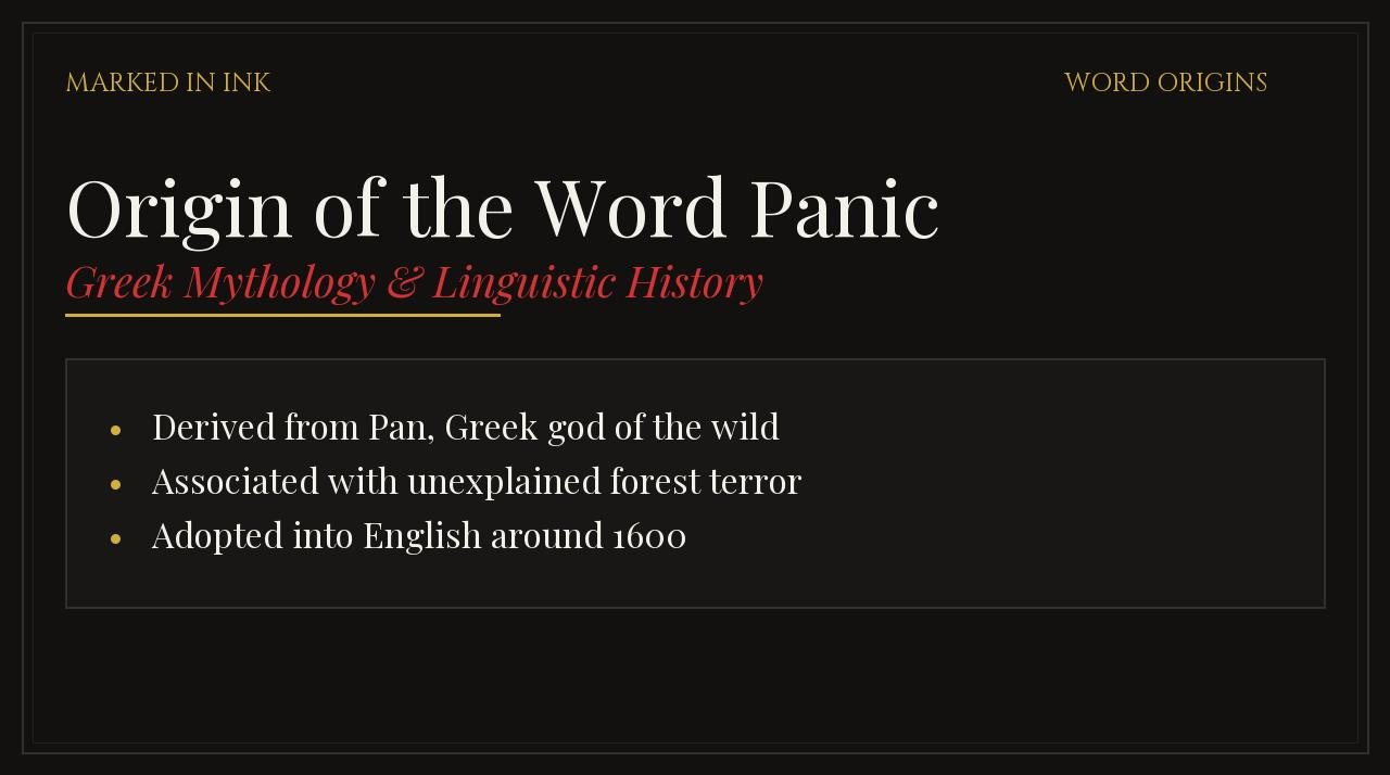 Origin of the Word Panic - Word origins and phrase history illustration