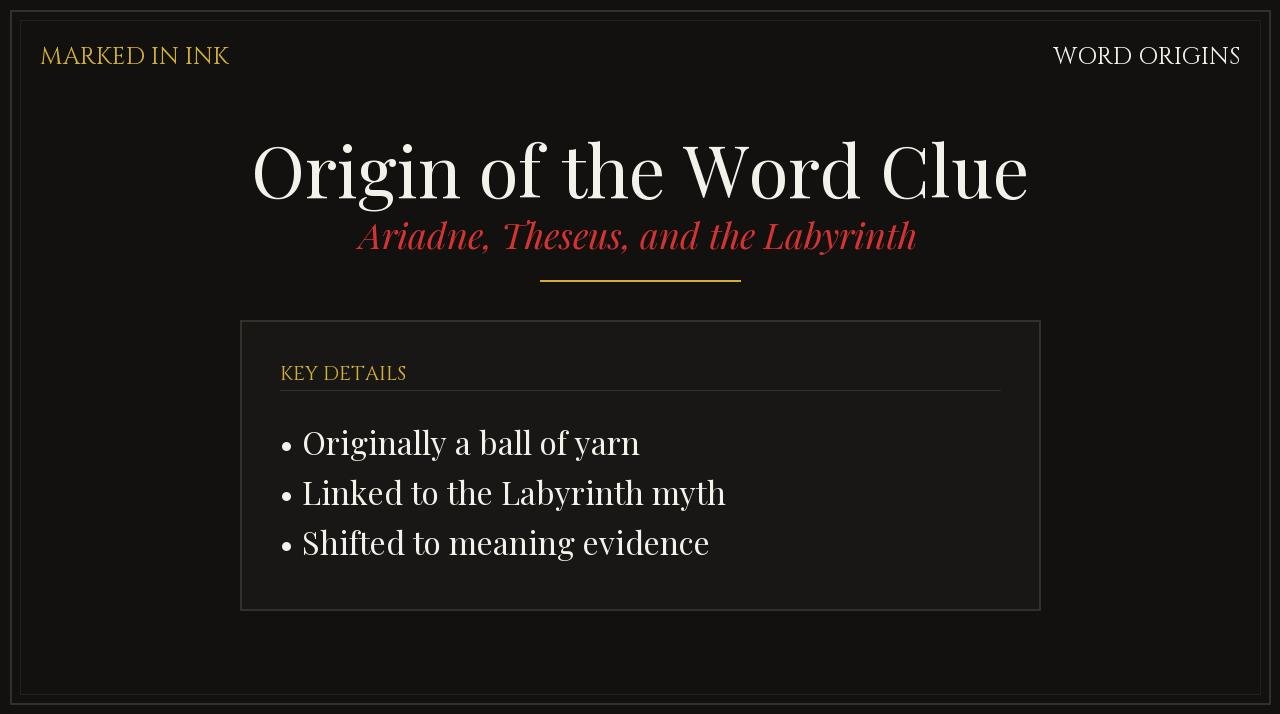 Origin of the Word Clue - Word origins and phrase history illustration