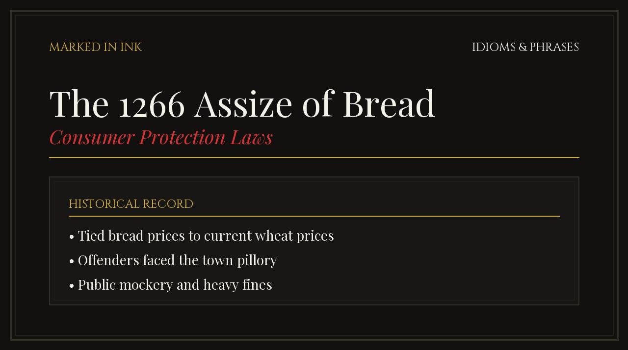 The 1266 Assize of Bread and Ale