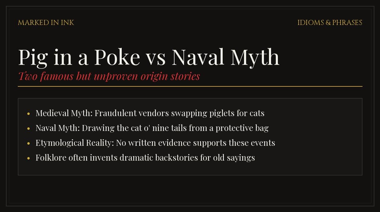 Pig in a Poke vs Cat o Nine Tails Myth
