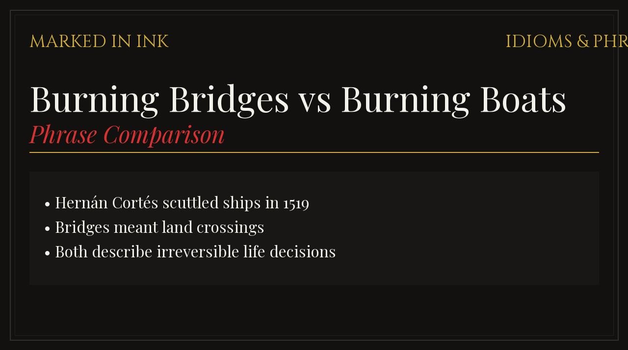 Burning Bridges vs Burning Boats