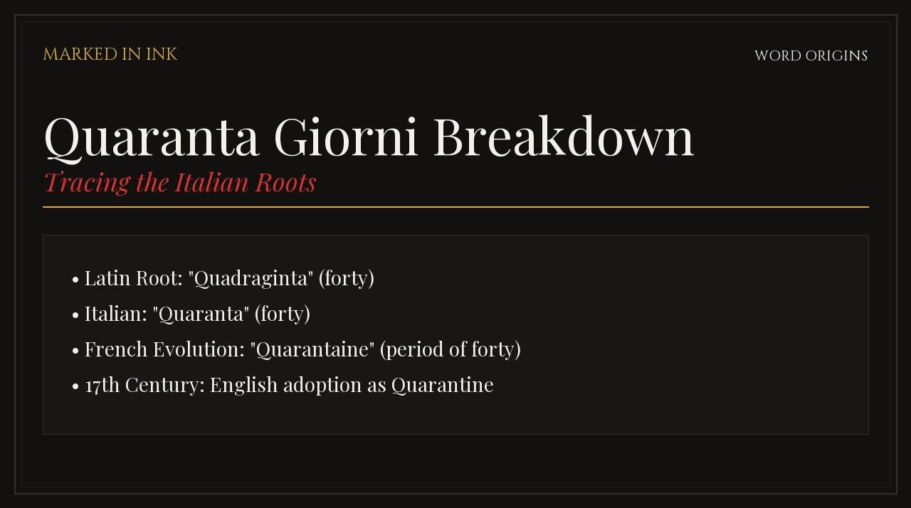 Quaranta Giorni: Italian Root Breakdown