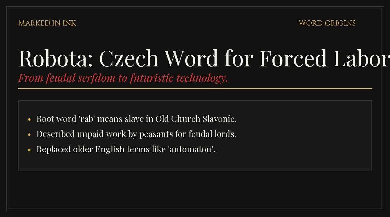 Robota: Czech Word for Forced Labor