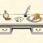 Vintage editorial illustration of an 18th century London coffeehouse and diary representing the origin of the word sandwich