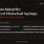 Vintage editorial illustration of brass scales and ethics book representing verified quotes on integrity