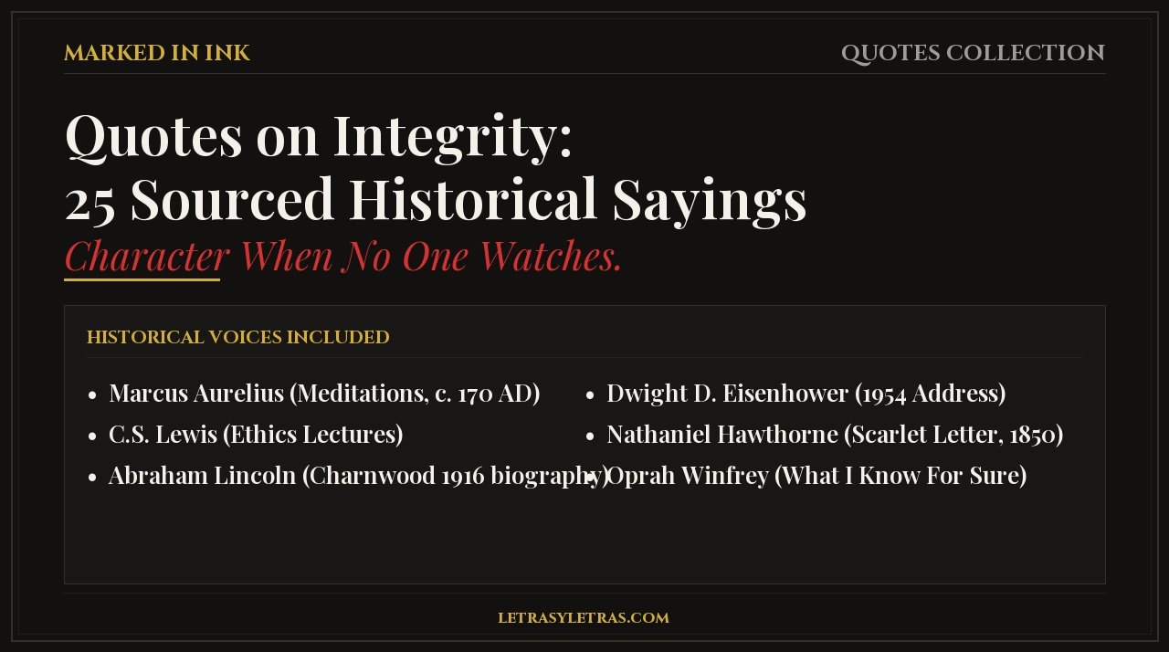 Vintage editorial illustration of brass scales and ethics book representing verified quotes on integrity