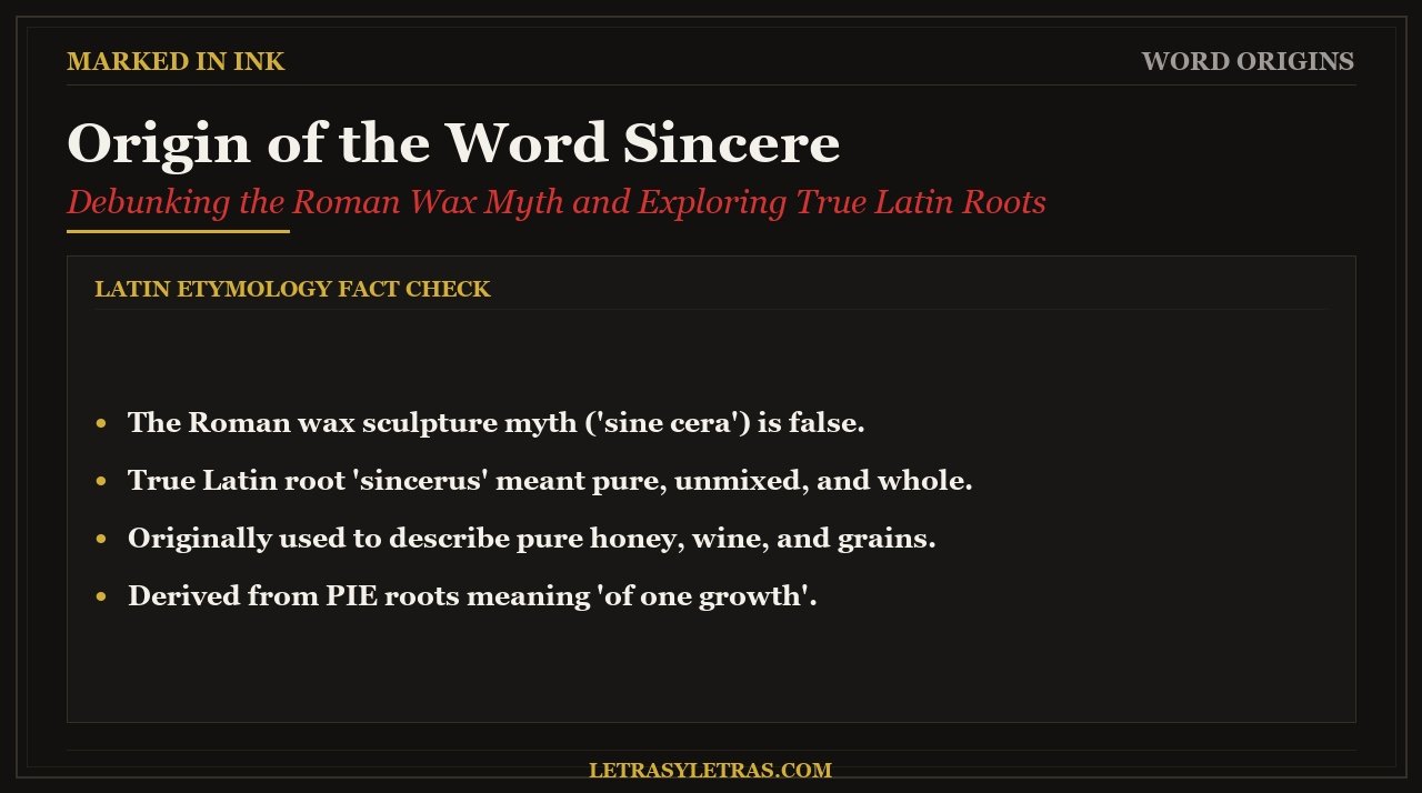 Origin of the Word Sincere - Latin etymology and wax myth