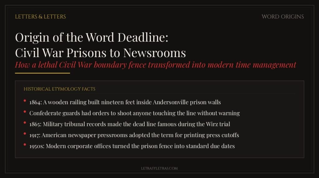 Origin of the word deadline from Civil War prison boundaries to newsrooms