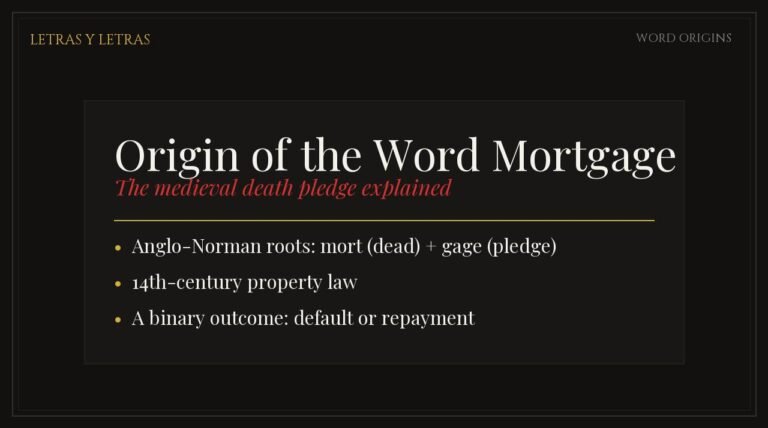 Origin of the Word Mortgage - Word origins and phrase history illustration