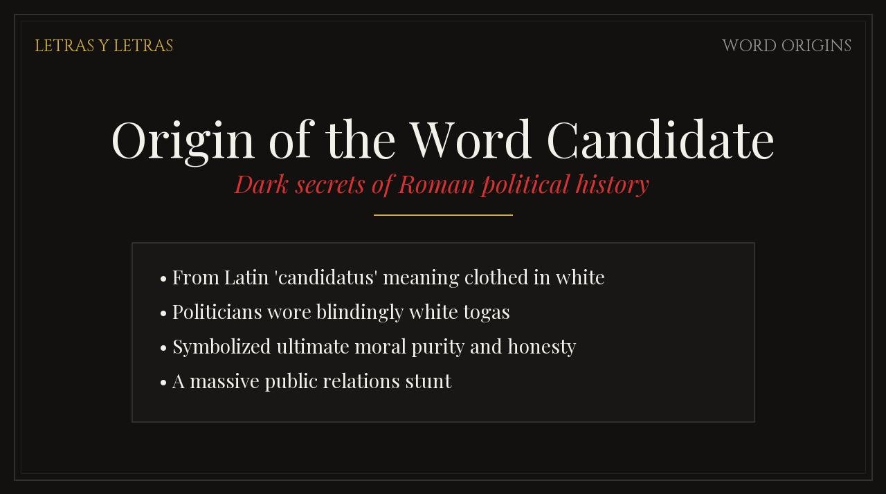 Origin of the Word Candidate - Word origins and phrase history illustration