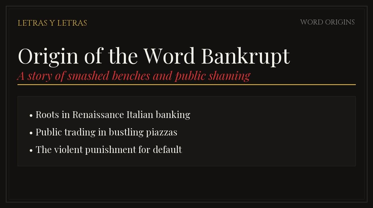 Origin of the Word Bankrupt - Word origins and phrase history illustration