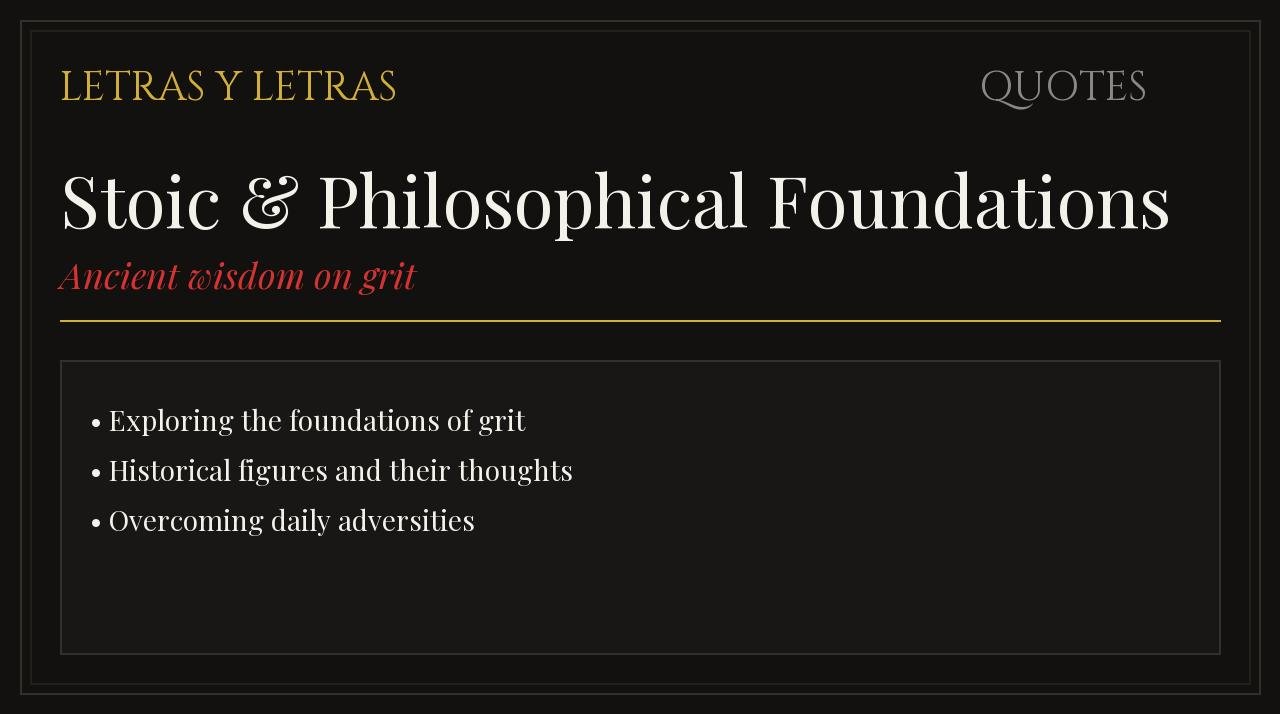 Stoic Foundations