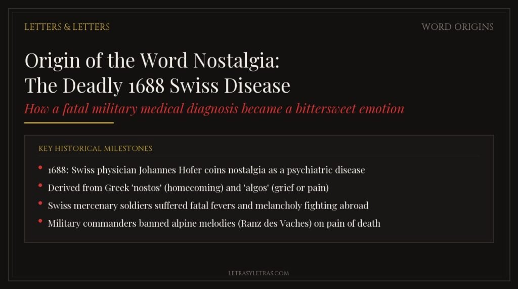 Origin of the word nostalgia, with its early history