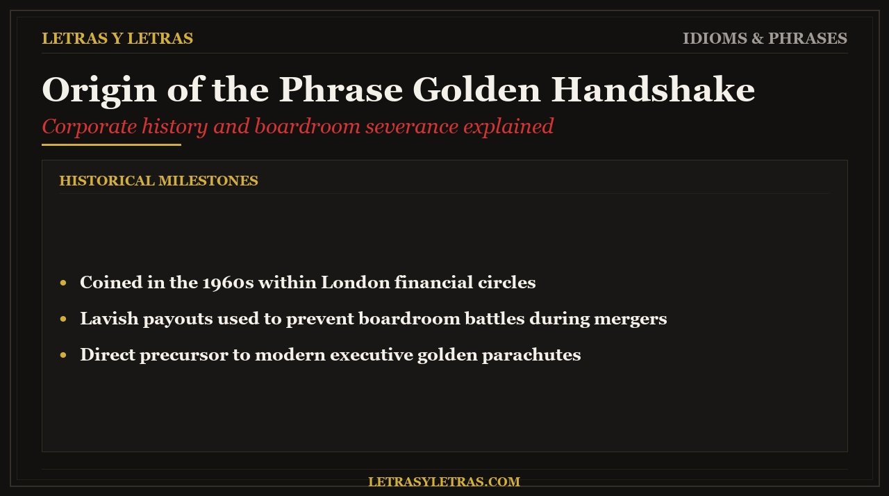 Origin of the Phrase Golden Handshake