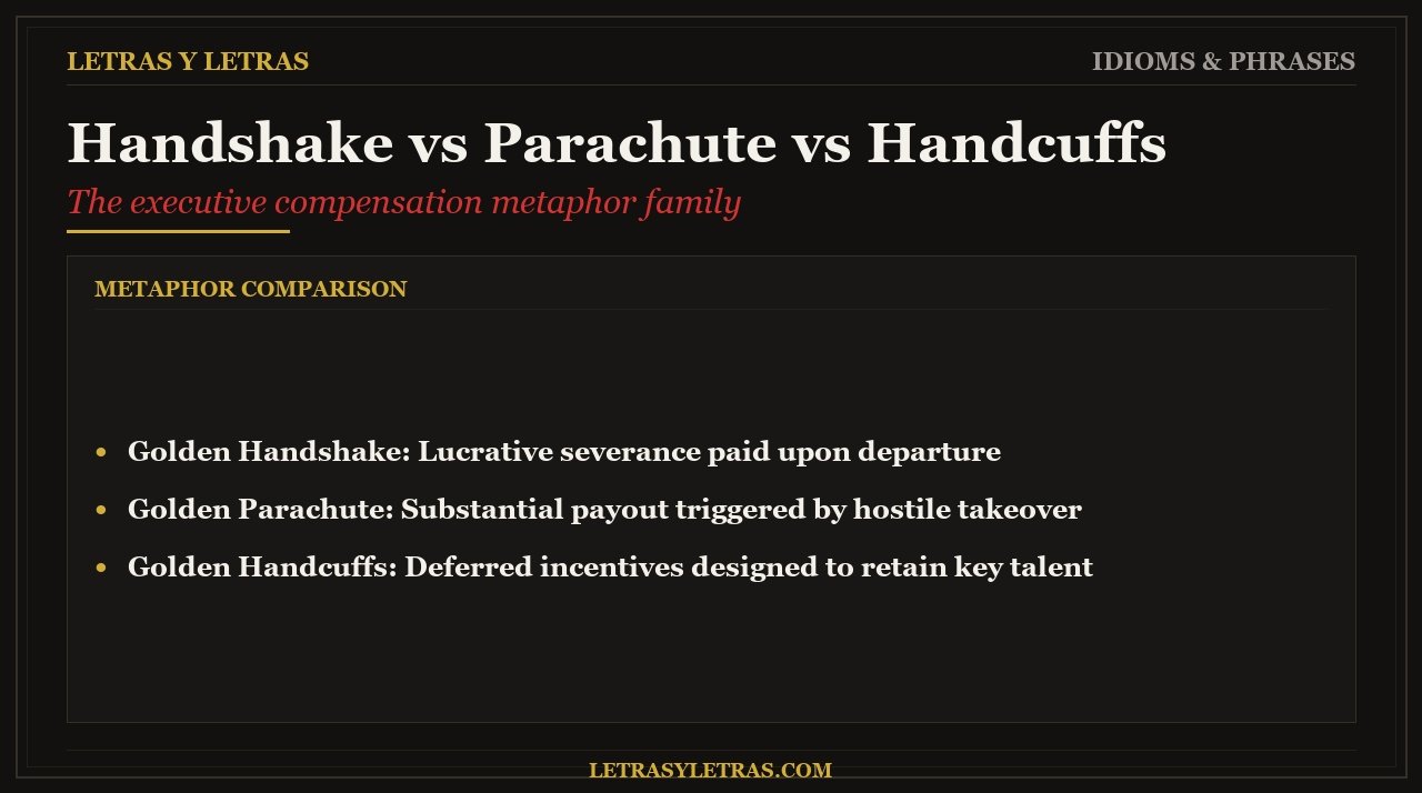 Golden Handshake vs Parachute vs Handcuffs - Comparison card