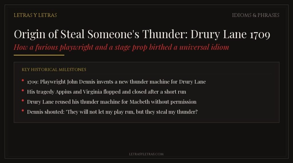 Origin of the phrase steal someone's thunder, with its early history