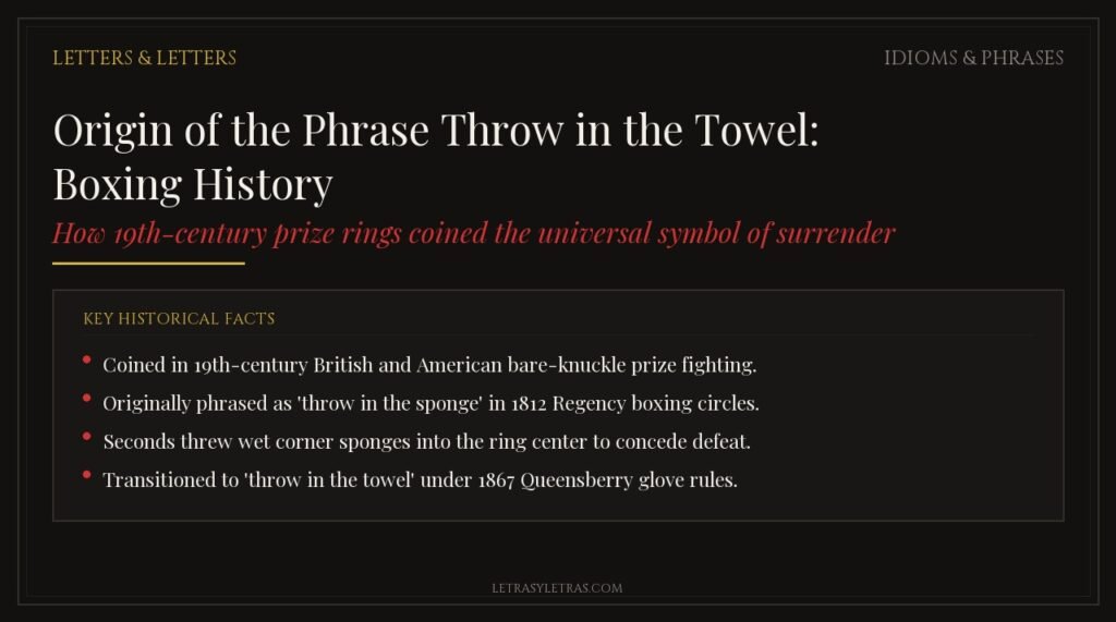 Origin of the phrase throw in the towel, with its early history