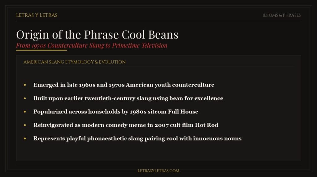 True origin of the phrase cool beans from 1970s counterculture slang to modern pop culture