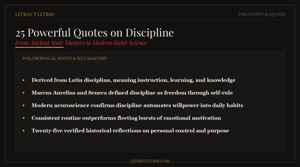 25 historical quotes on discipline and the Latin etymology of self-mastery