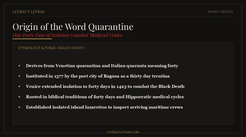 Origin of the word quarantine, Venetian quarantina, and forty days of plague isolation