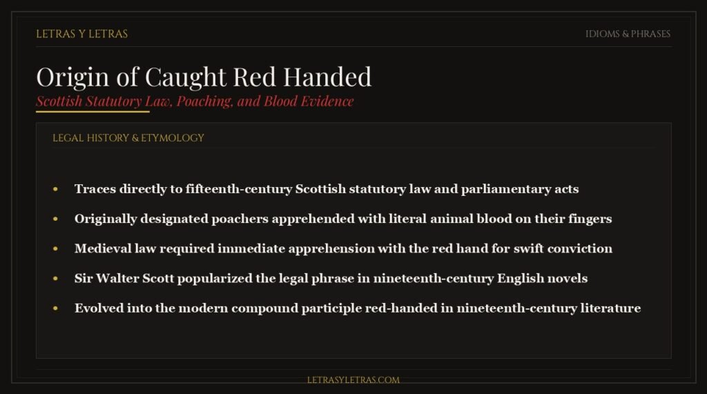 Origin of the phrase caught red handed, Scottish poaching statutes, and legal history