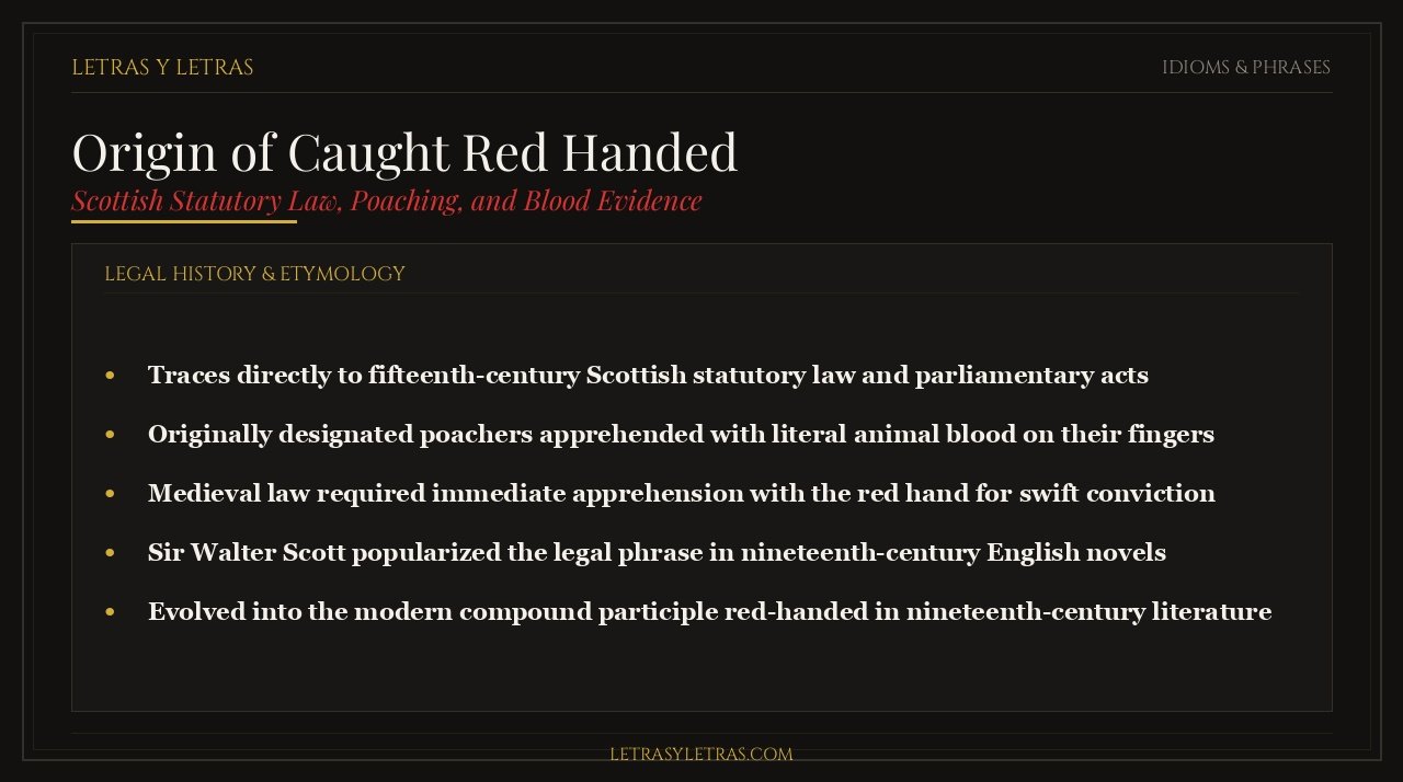 Origin of the phrase caught red handed, Scottish poaching statutes, and legal history