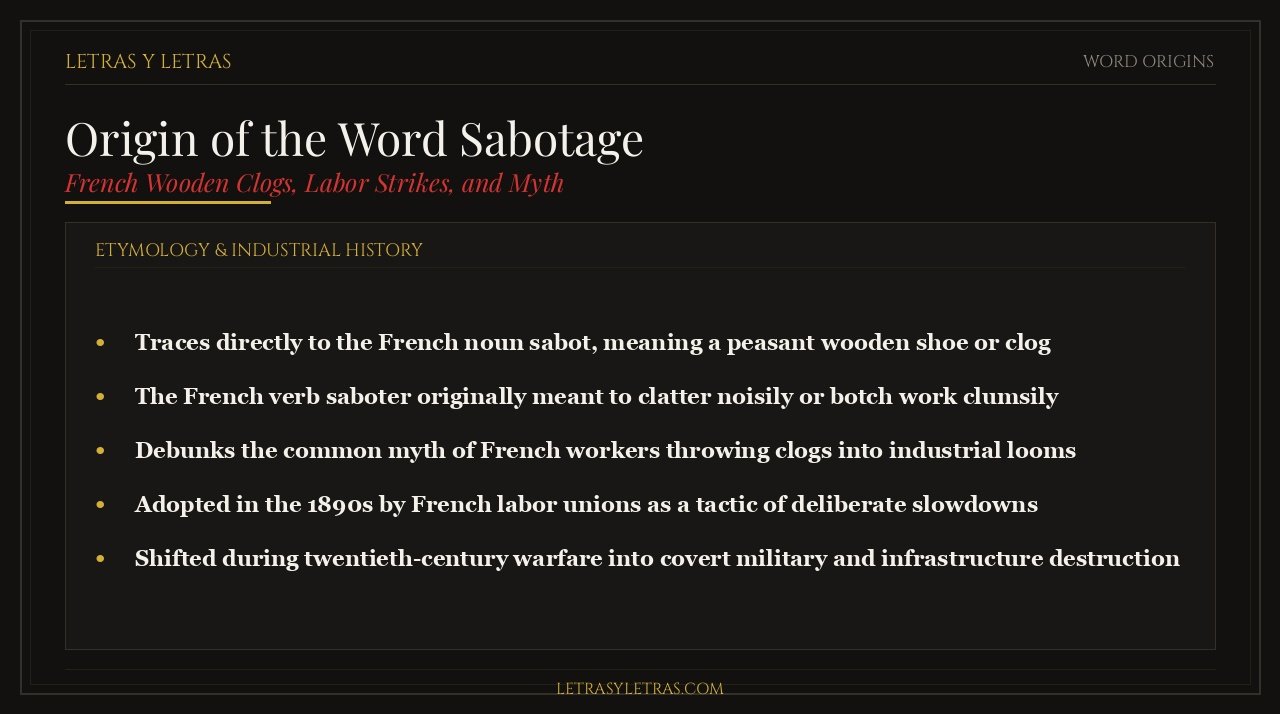 Origin of the word sabotage, French wooden clogs, and labor history