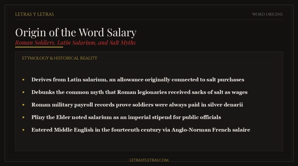 Origin of the word salary, Latin salarium, and Roman military payroll history