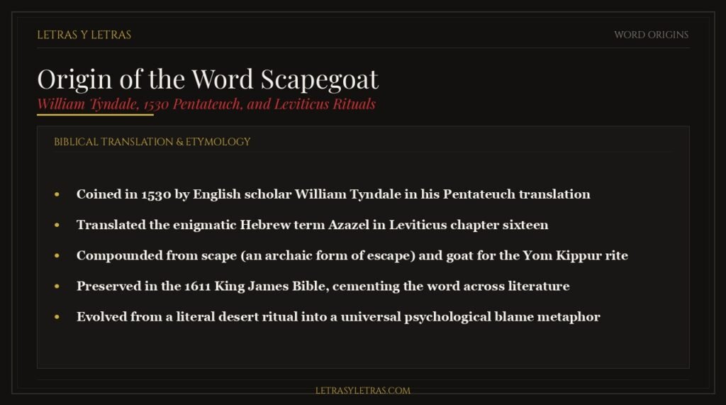 Origin of the word scapegoat, William Tyndale 1530 translation, and Leviticus Yom Kippur rituals