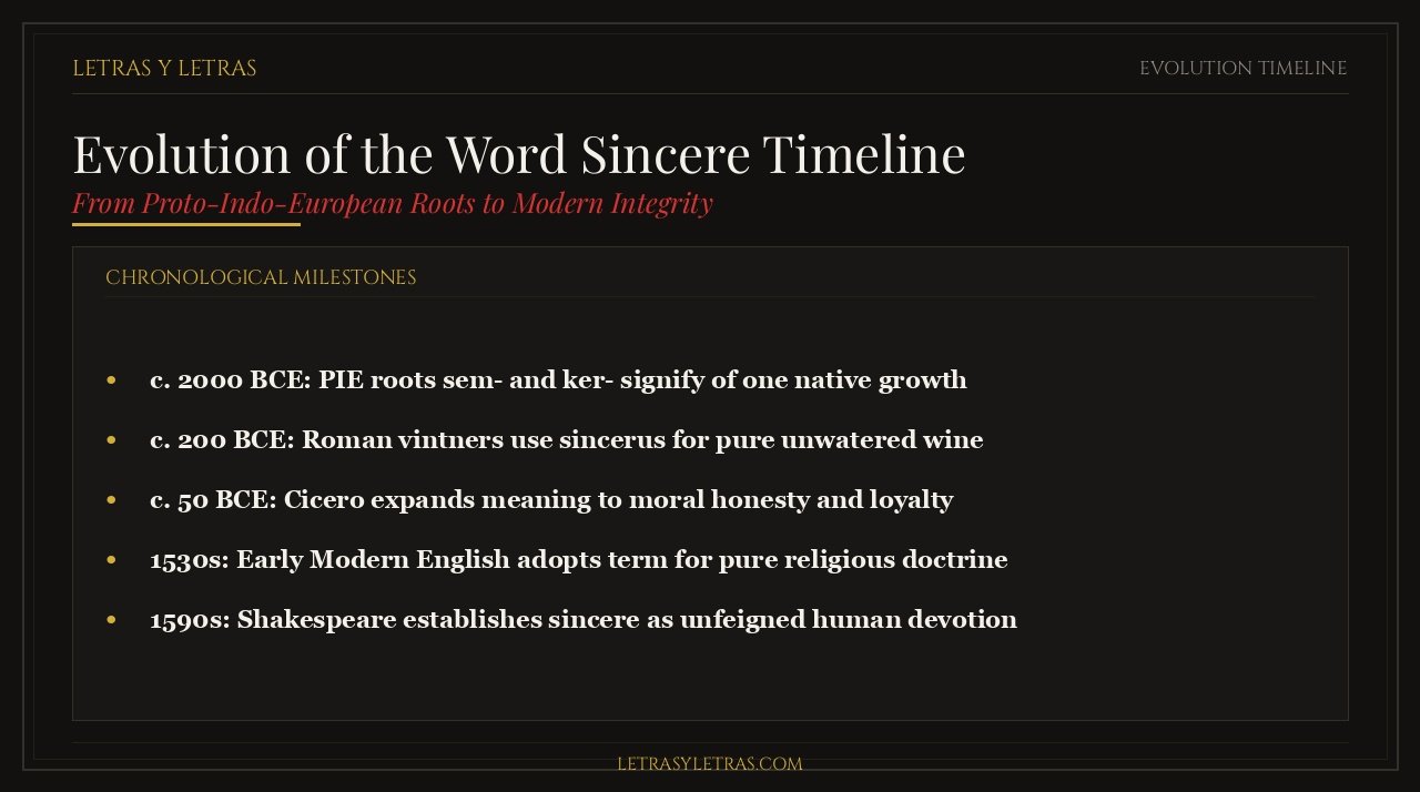 Evolution of the Word Sincere Timeline