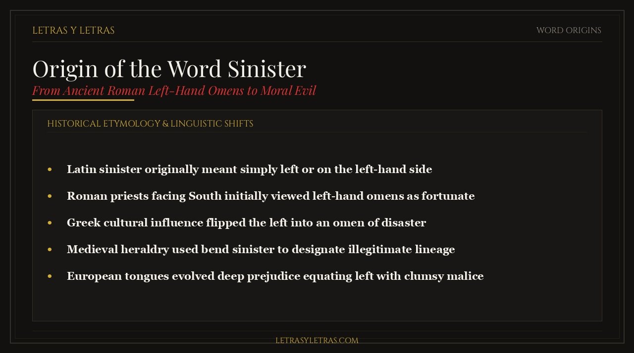 True origin of the word sinister from classical Latin left-hand direction to modern villainy