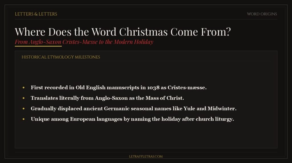Where the word Christmas comes from, traced to Old English Cristes-maesse